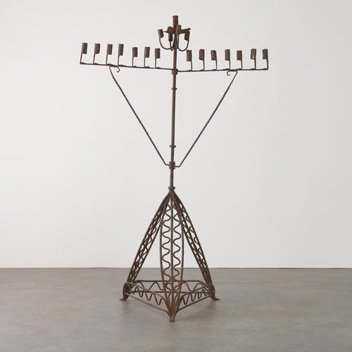 SPANISH COLONIAL HAND WROUGHT IRON FLOOR CANDELABRA